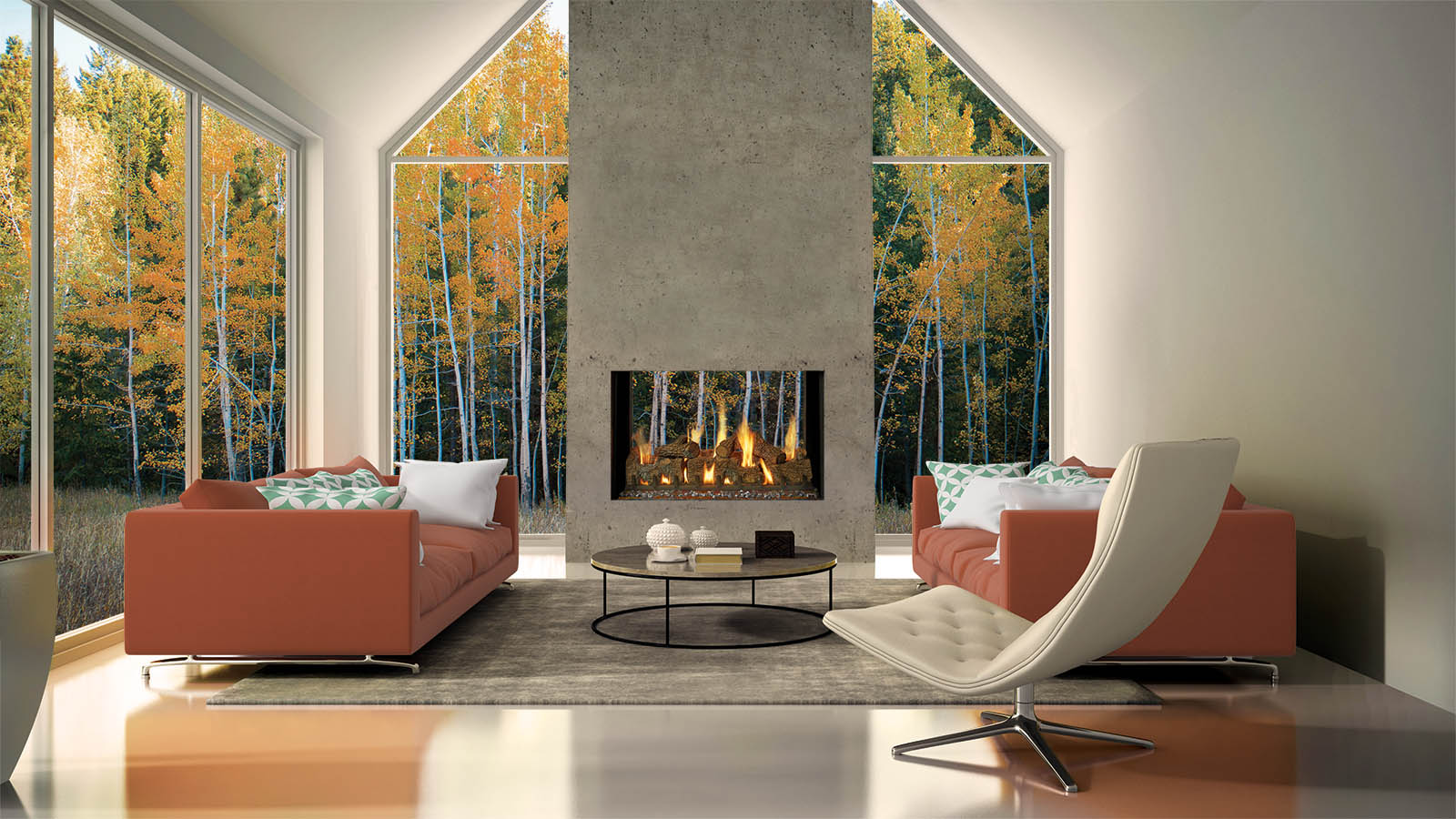 Interior With Yellow Sofas And Fireplace 3d Rendering Interior With Yellow Sofas And Fireplace 3d Rendering