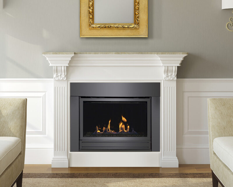 Modern Living Room With Fireplace.